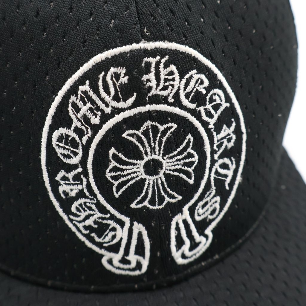 Chrome Hearts Horse Shoe Embroidery Scroll Label Mesh Cap Hat Black — view 7