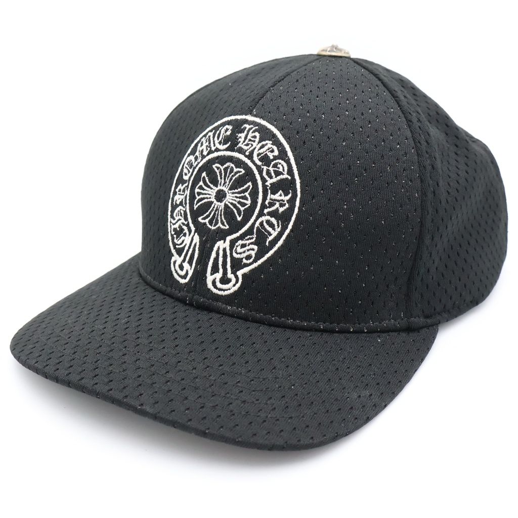 Chrome Hearts Horse Shoe Embroidery Scroll Label Mesh Cap Hat Black