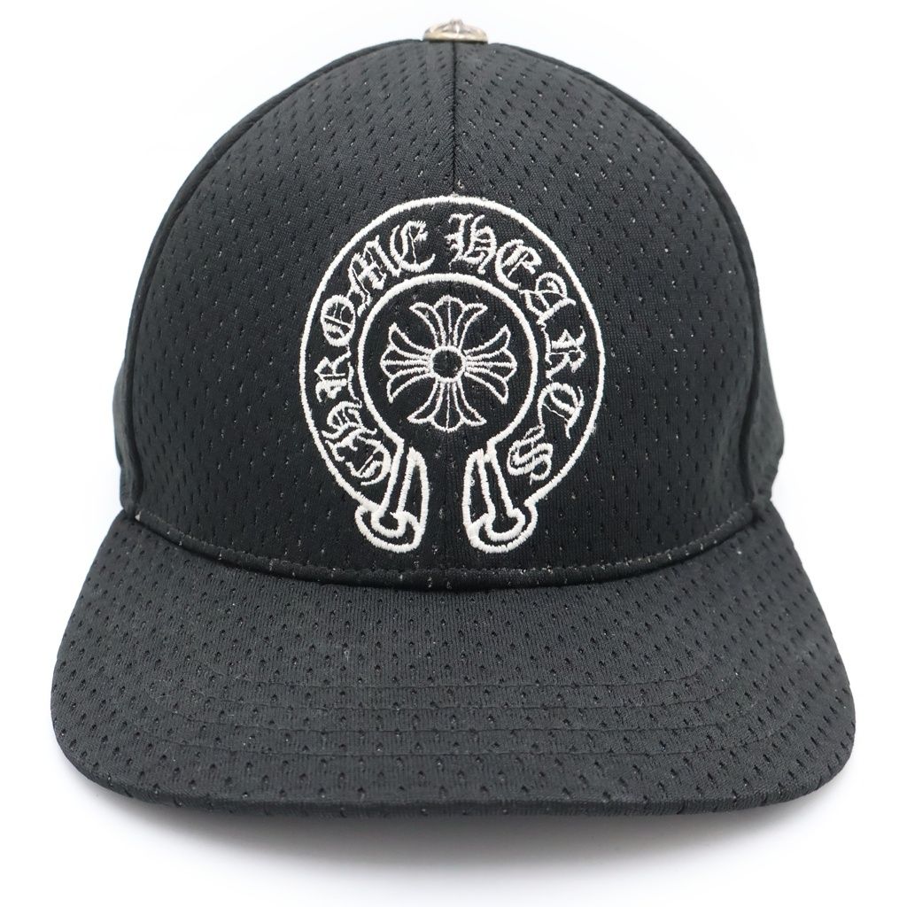 Chrome Hearts Horse Shoe Embroidery Scroll Label Mesh Cap Hat Black — view 4