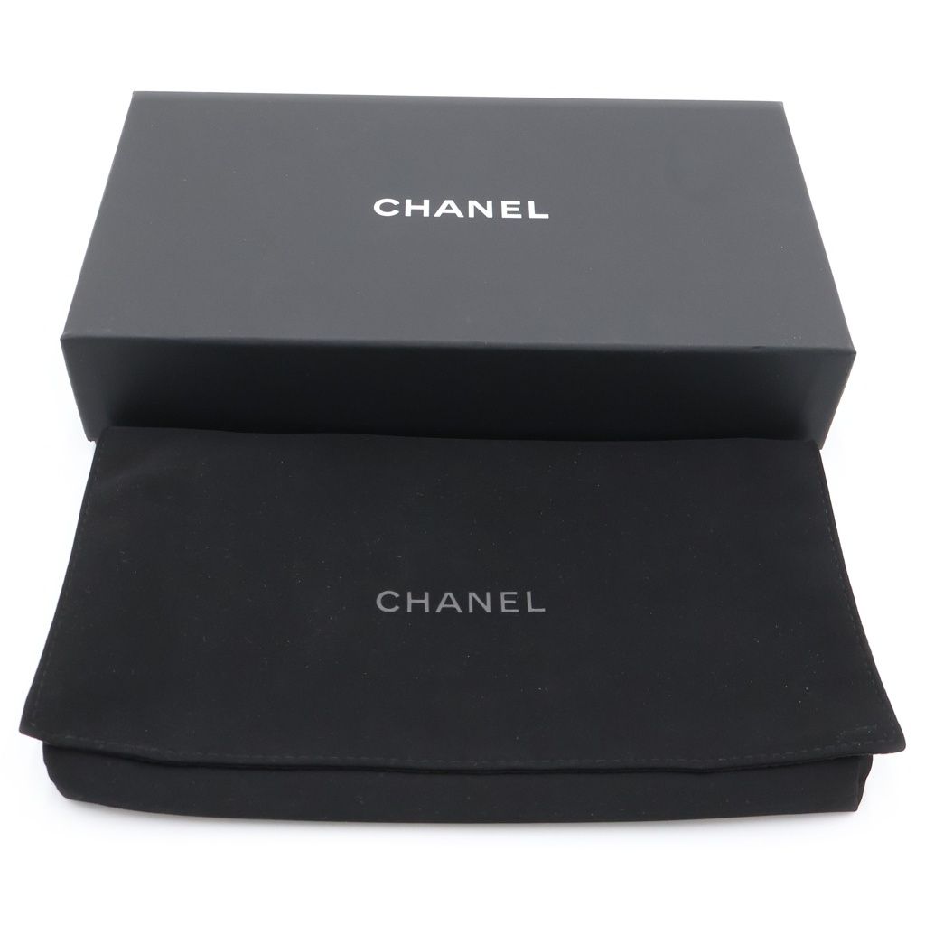 Chanel Quilted Long Flap Wallet Card Case Black Lambskin Gold — view 6