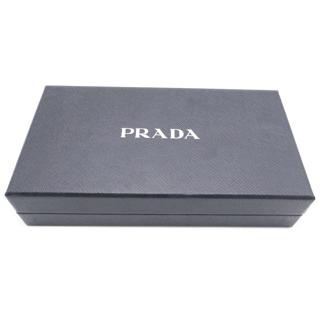 Prada Leather Zip Around Wallet Silver Black — view 6