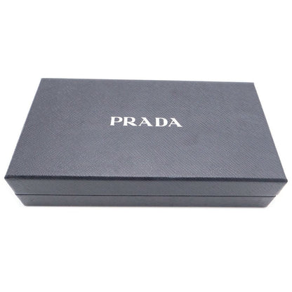 Prada Leather Zip Around Wallet Silver Black — view 6