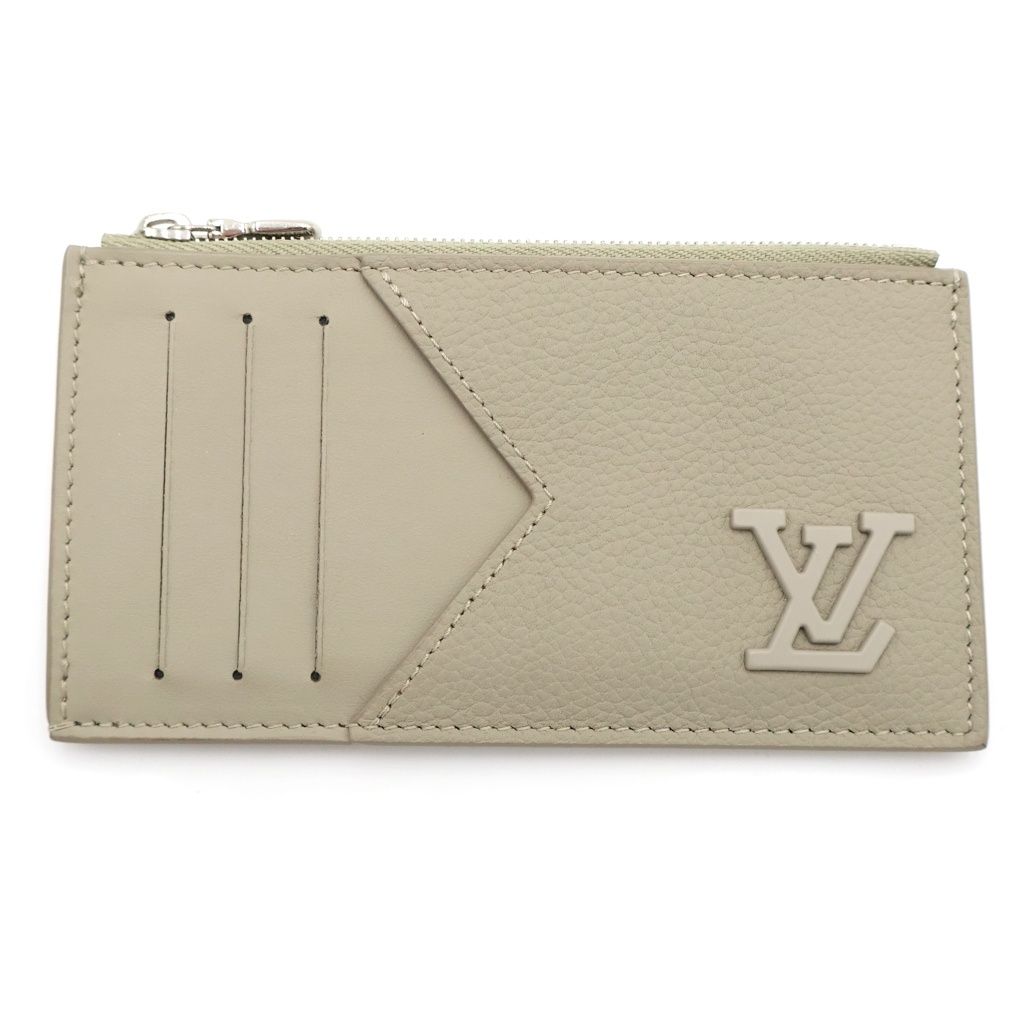Louis Vuitton LV Aloe Gram Card Case Mini Wallet Light Green Khaki Leather