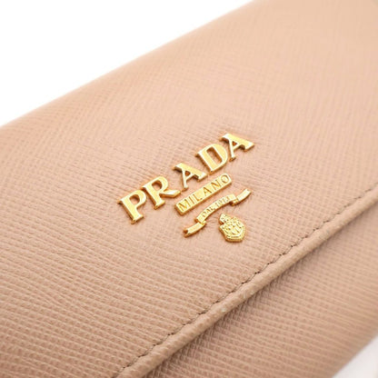 Prada Saffiano Chain Wallet Charm Leather Beige Gold — view 4