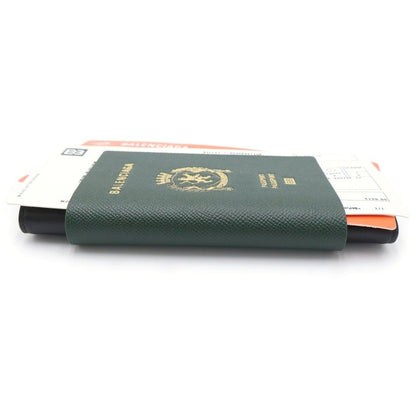 Balenciaga Passport Motif Bifold Wallet Card Case Green Orange Leather Silver — view 4