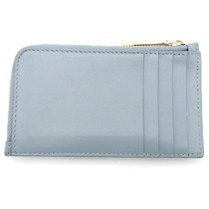 Dior Cannage Zip Fragment Case Card Holder Mini Wallet Light Blue Leather Gold — view 2