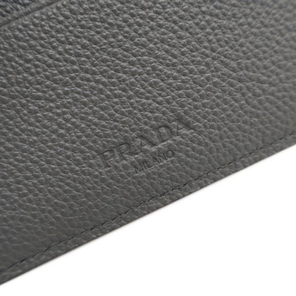 Prada Triangle Logo Compact Wallet Bifold Gray Leather — view 6