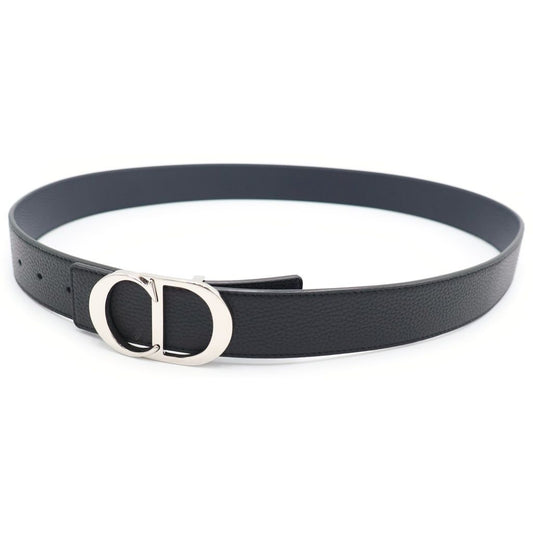 Dior CD Logo Reversible Leather Belt Black Silver 100 40