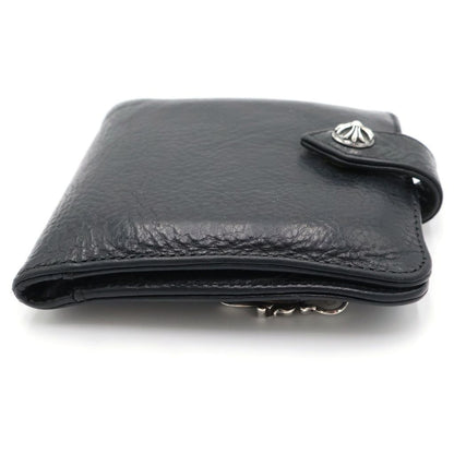 Chrome Hearts SQ Btn Bill Square Button Taga Zip Flap Leather Wallet Black — view 3