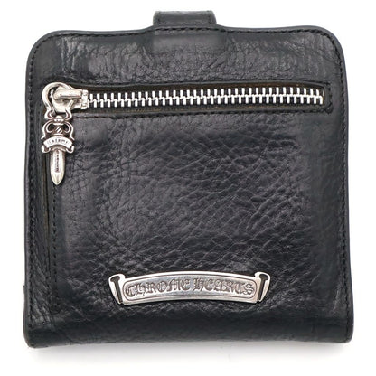 Chrome Hearts SQ Btn Bill Square Button Taga Zip Flap Leather Wallet Black — view 2