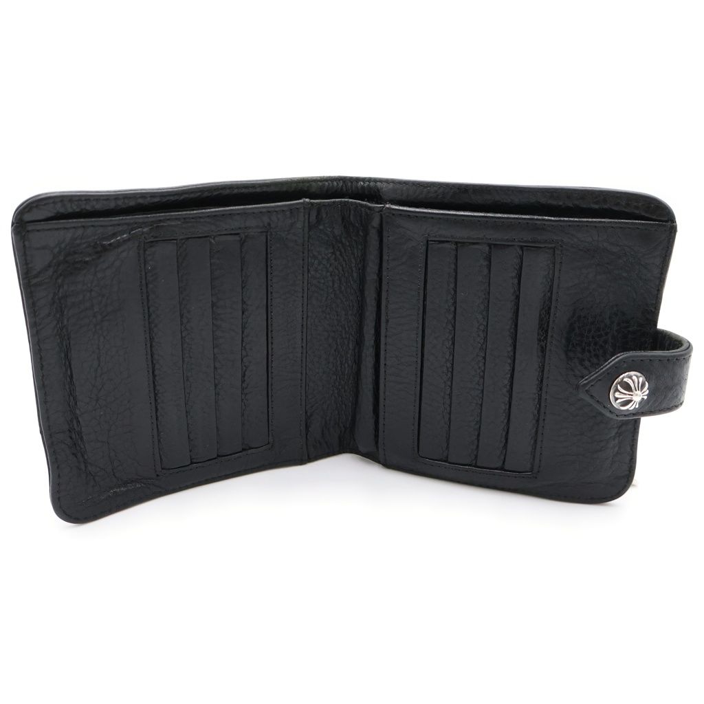 Chrome Hearts SQ Btn Bill Square Button Taga Zip Flap Leather Wallet Black — view 5