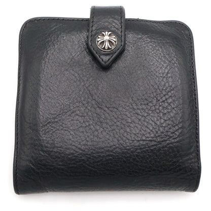 Chrome Hearts SQ Btn Bill Square Button Taga Zip Flap Leather Wallet Black