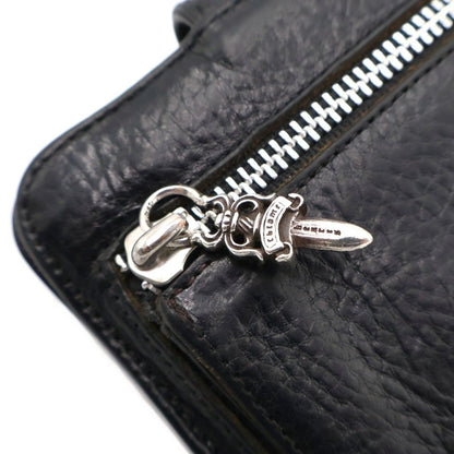 Chrome Hearts SQ Btn Bill Square Button Taga Zip Flap Leather Wallet Black — view 4