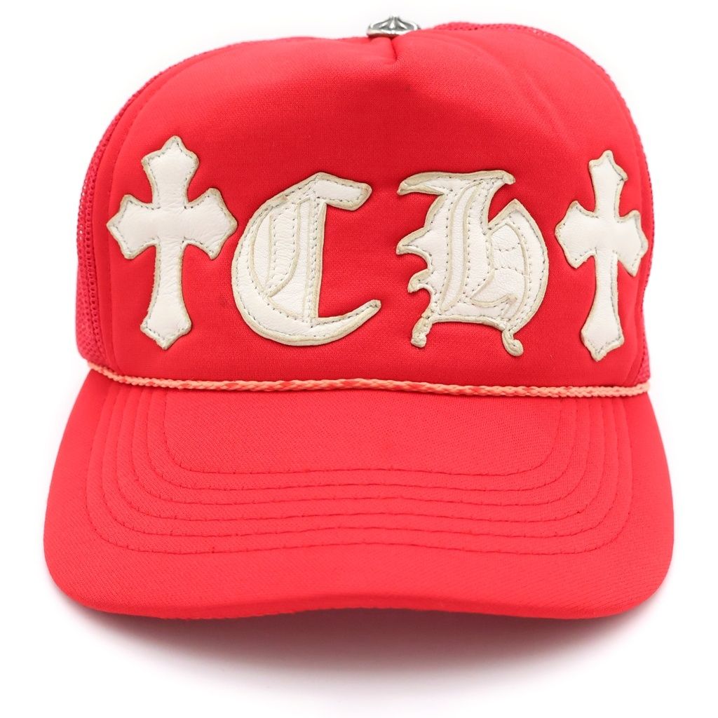 Chrome Hearts Vintage CH Crs Patch Trucker CH Cross Mesh Cap Red — view 4