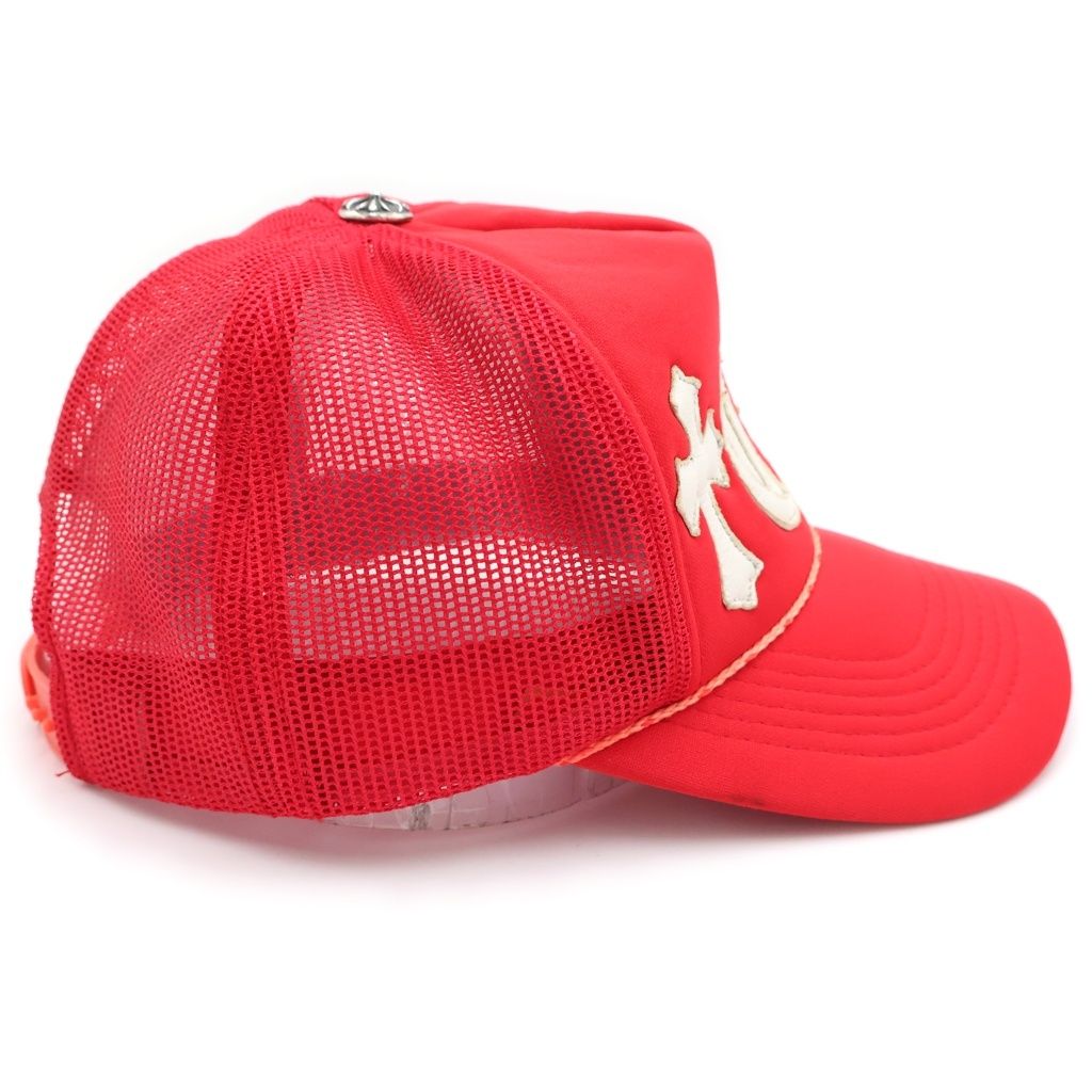 Chrome Hearts Vintage CH Crs Patch Trucker CH Cross Mesh Cap Red — view 3