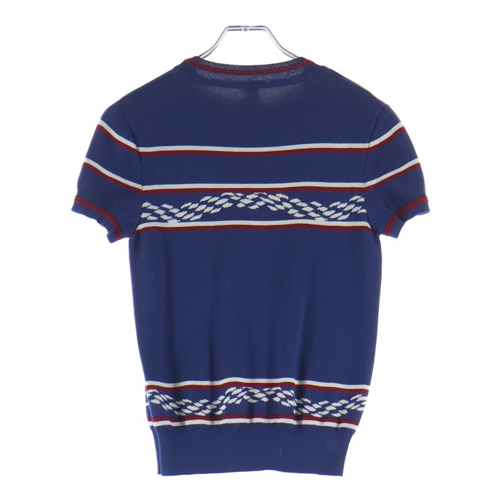 Hermes Kanoe Chaine D'ancre Pattern Short Sleeve Knit Top Navy Sweater — view 2