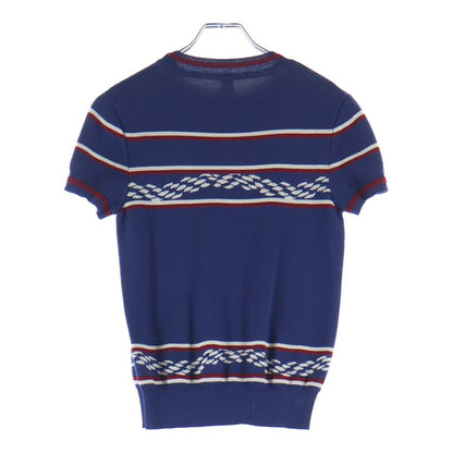 Hermes Kanoe Chaine D'ancre Pattern Short Sleeve Knit Top Navy Sweater — view 2