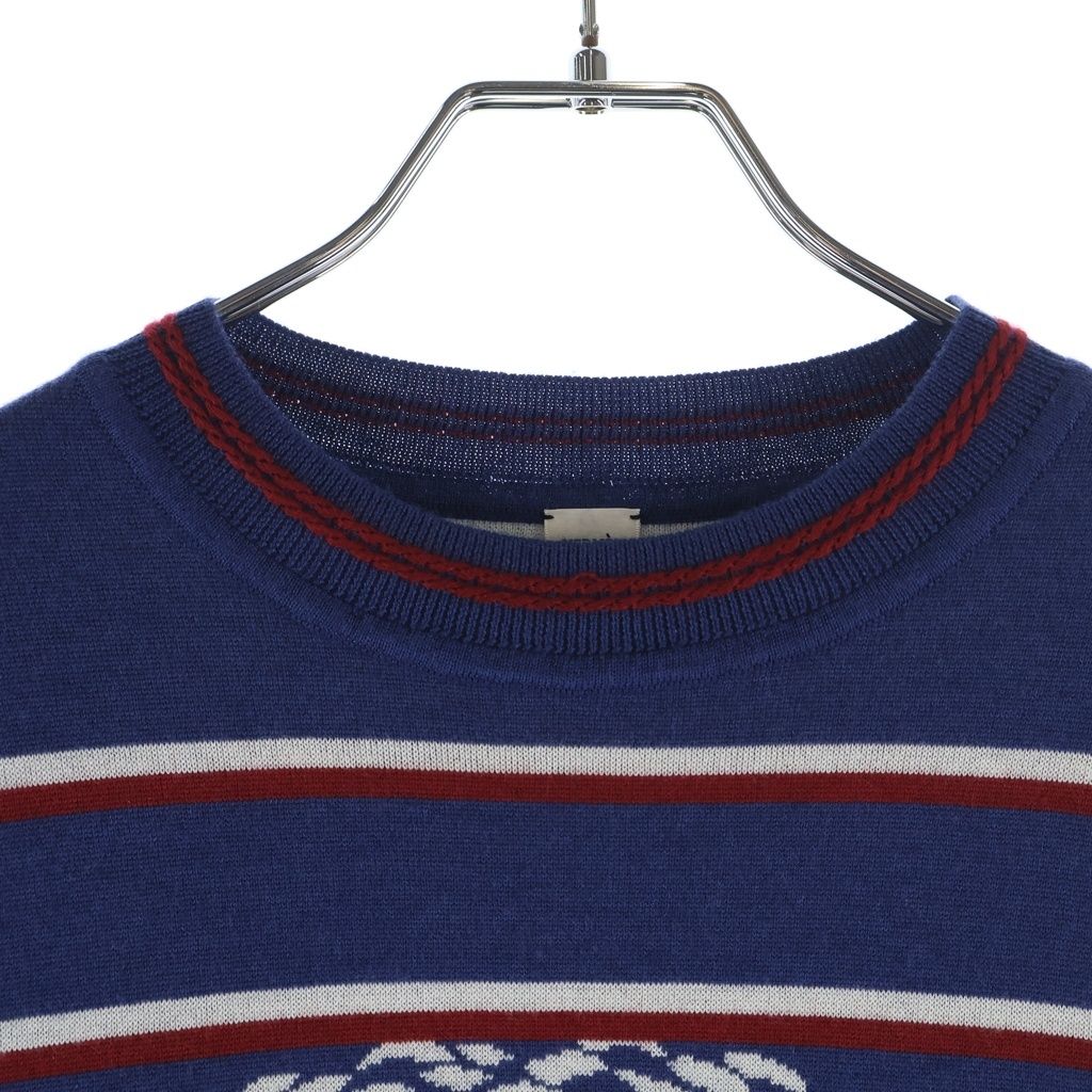 Hermes Kanoe Chaine D'ancre Pattern Short Sleeve Knit Top Navy Sweater — view 3