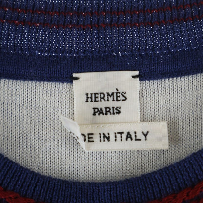 Hermes Kanoe Chaine D'ancre Pattern Short Sleeve Knit Top Navy Sweater — view 6
