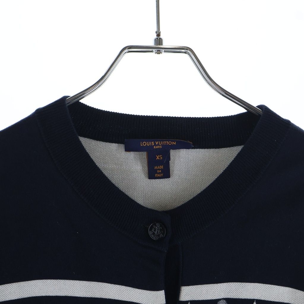 Louis Vuitton Monogram Flower Manlier Long Sleeve Knit Cardigan Navy — view 3