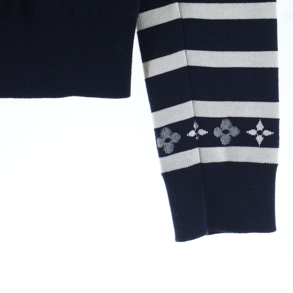 Louis Vuitton Monogram Flower Manlier Long Sleeve Knit Cardigan Navy — view 5