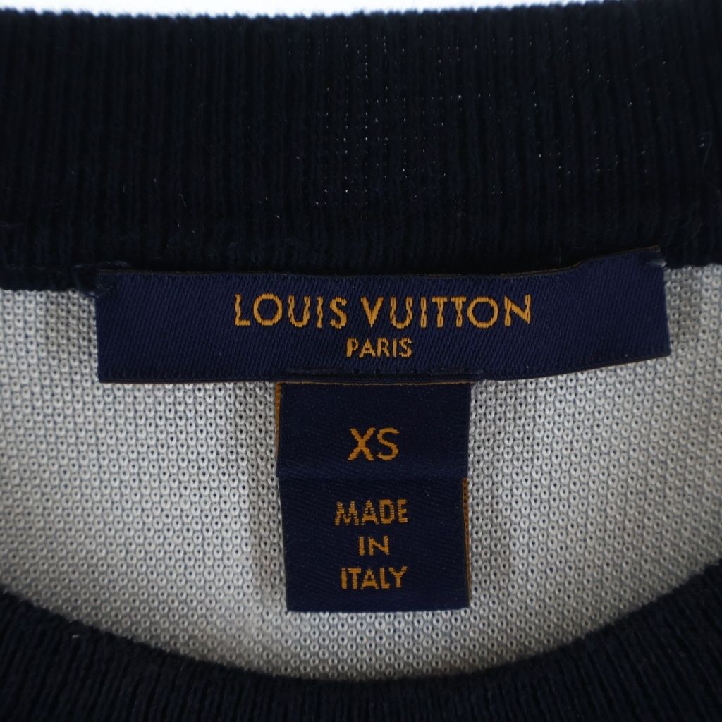 Louis Vuitton Monogram Flower Manlier Short Sleeve Knit Sweater Navy Ivory — view 6