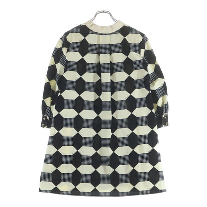Gucci Check Allover Print Half Sleeve Shirt Mini Dress Black Ivory — view 2