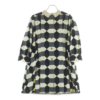 Gucci Check Allover Print Half Sleeve Shirt Mini Dress Black Ivory