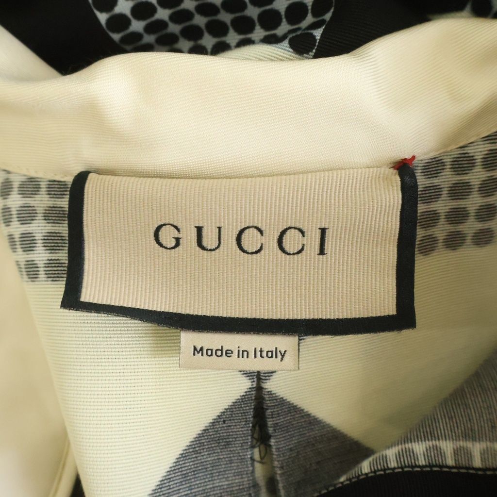 Gucci Check Allover Print Half Sleeve Shirt Mini Dress Black Ivory — view 7