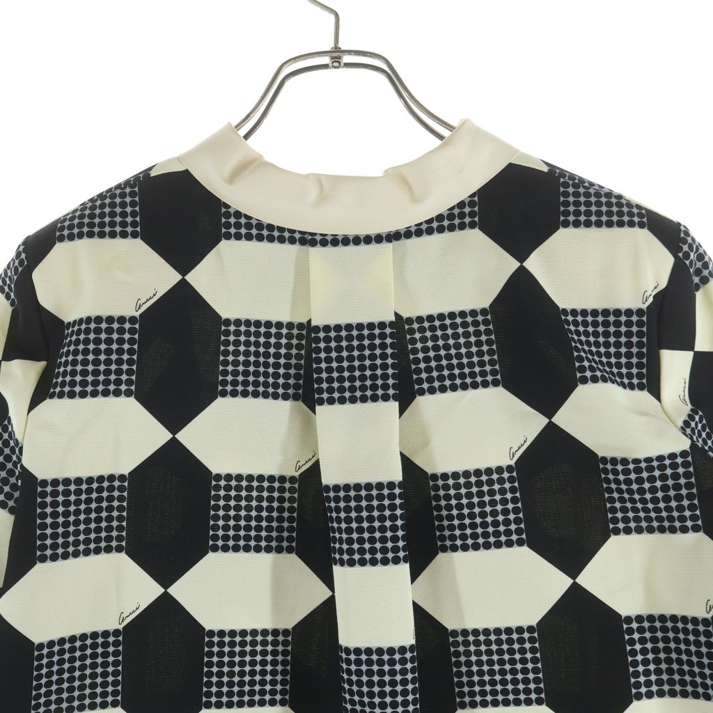 Gucci Check Allover Print Half Sleeve Shirt Mini Dress Black Ivory — view 4