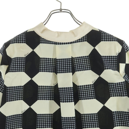 Gucci Check Allover Print Half Sleeve Shirt Mini Dress Black Ivory — view 4