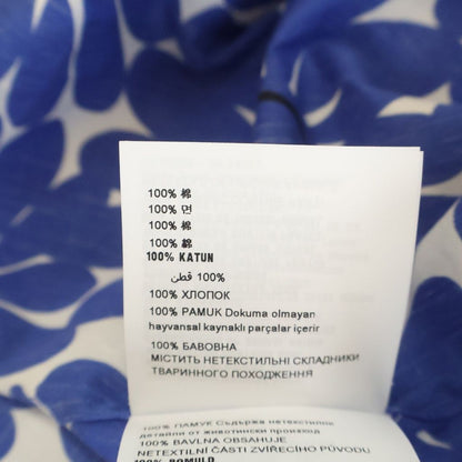 Prada Open Collar Flower Print Short Sleeve Shirt Blue White 38 — view 7