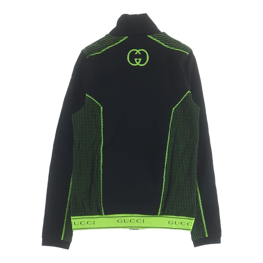 Gucci Hem Logo Jacquard Zip Up Track Jacket Black Yellow