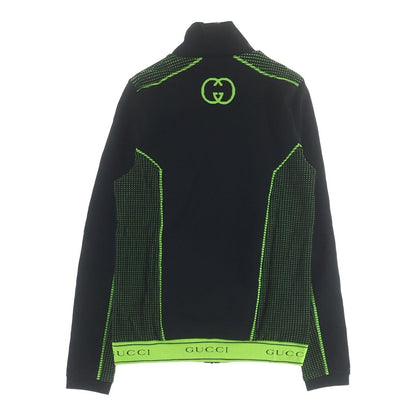 Gucci Hem Logo Jacquard Zip Up Track Jacket Black Yellow