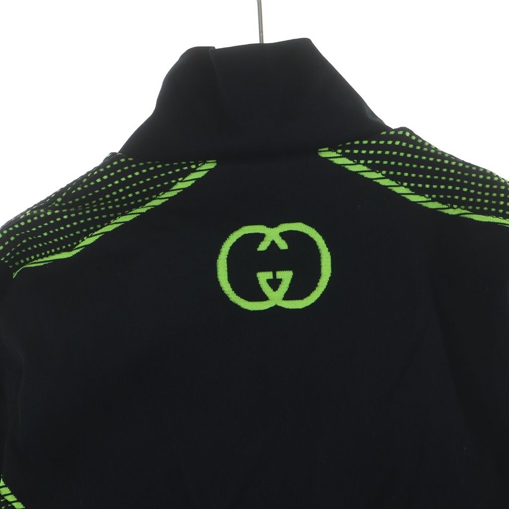 Gucci Hem Logo Jacquard Zip Up Track Jacket Black Yellow — view 4