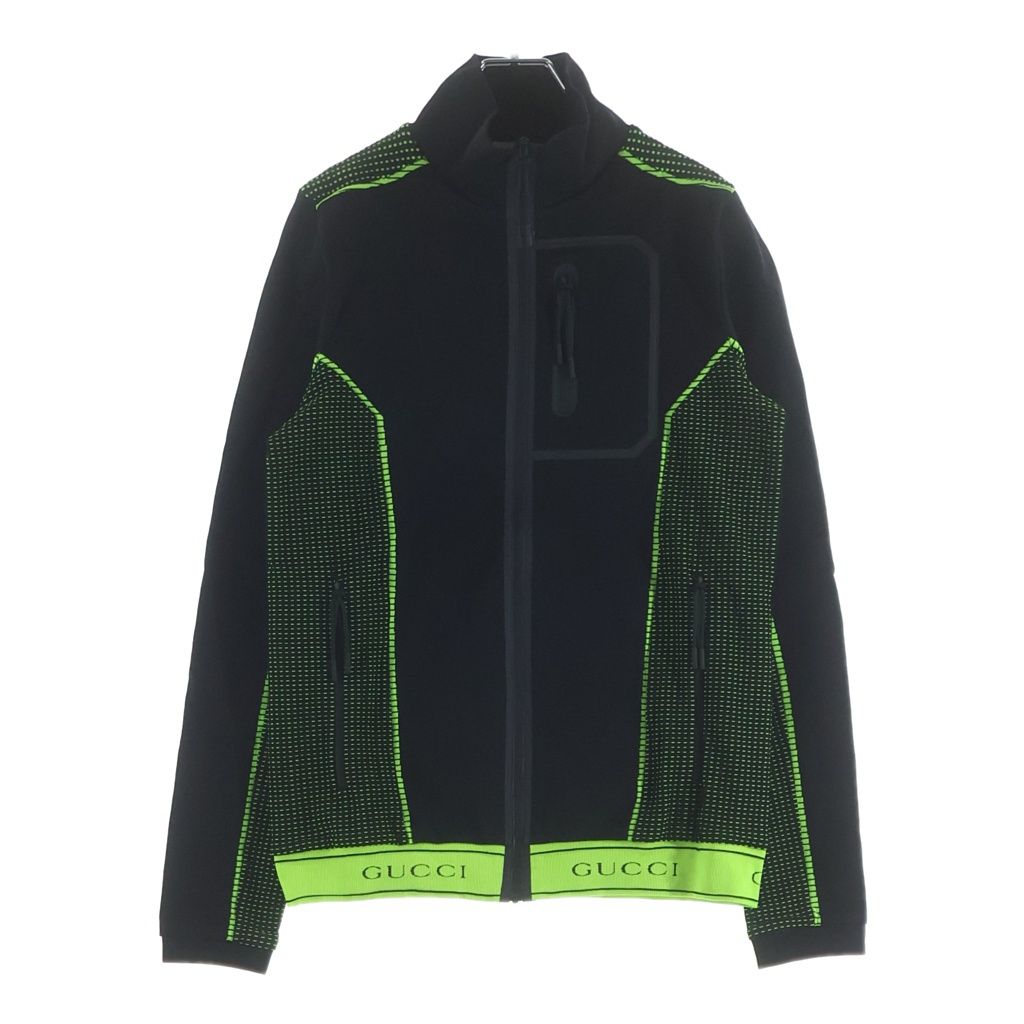 Gucci Hem Logo Jacquard Zip Up Track Jacket Black Yellow — view 2