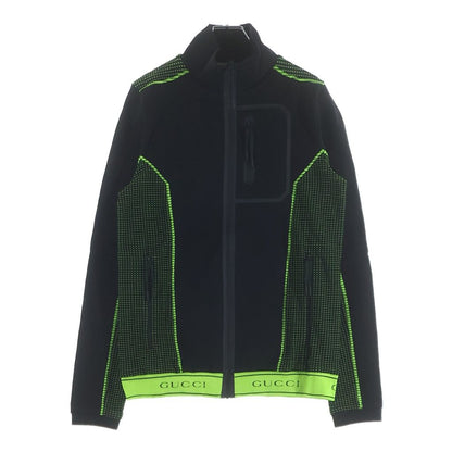 Gucci Hem Logo Jacquard Zip Up Track Jacket Black Yellow — view 2