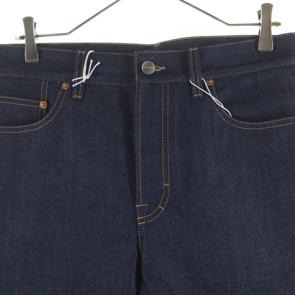Gucci Patent Leather Patch Straight Pants Jeans Indigo — view 3