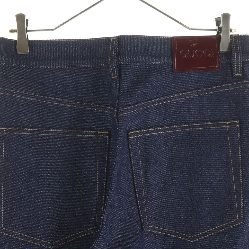 Gucci Patent Leather Patch Straight Pants Jeans Indigo — view 4