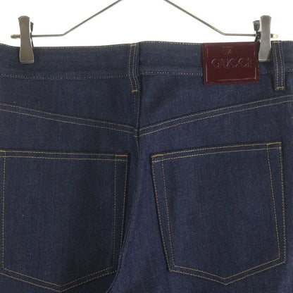 Gucci Patent Leather Patch Straight Pants Jeans Indigo — view 4