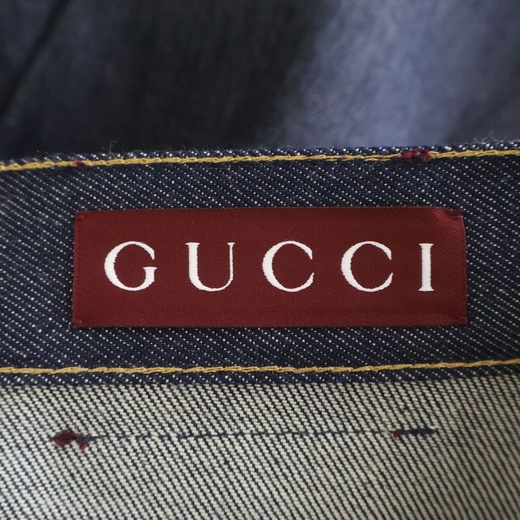 Gucci Patent Leather Patch Straight Pants Jeans Indigo — view 7