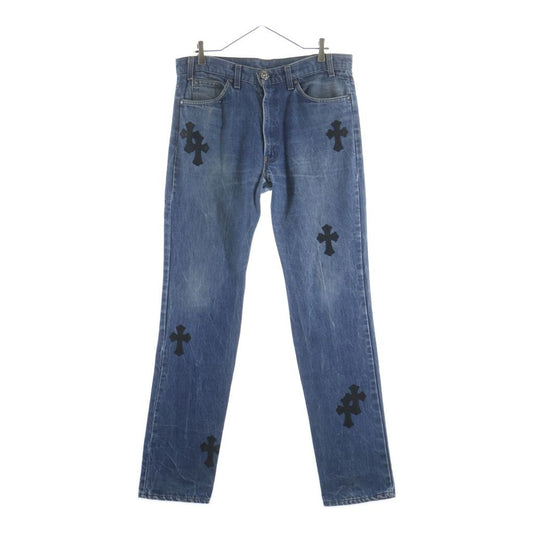Chrome Hearts Vntg Jean Blu Orng Tab Cross Patch Washed Pants