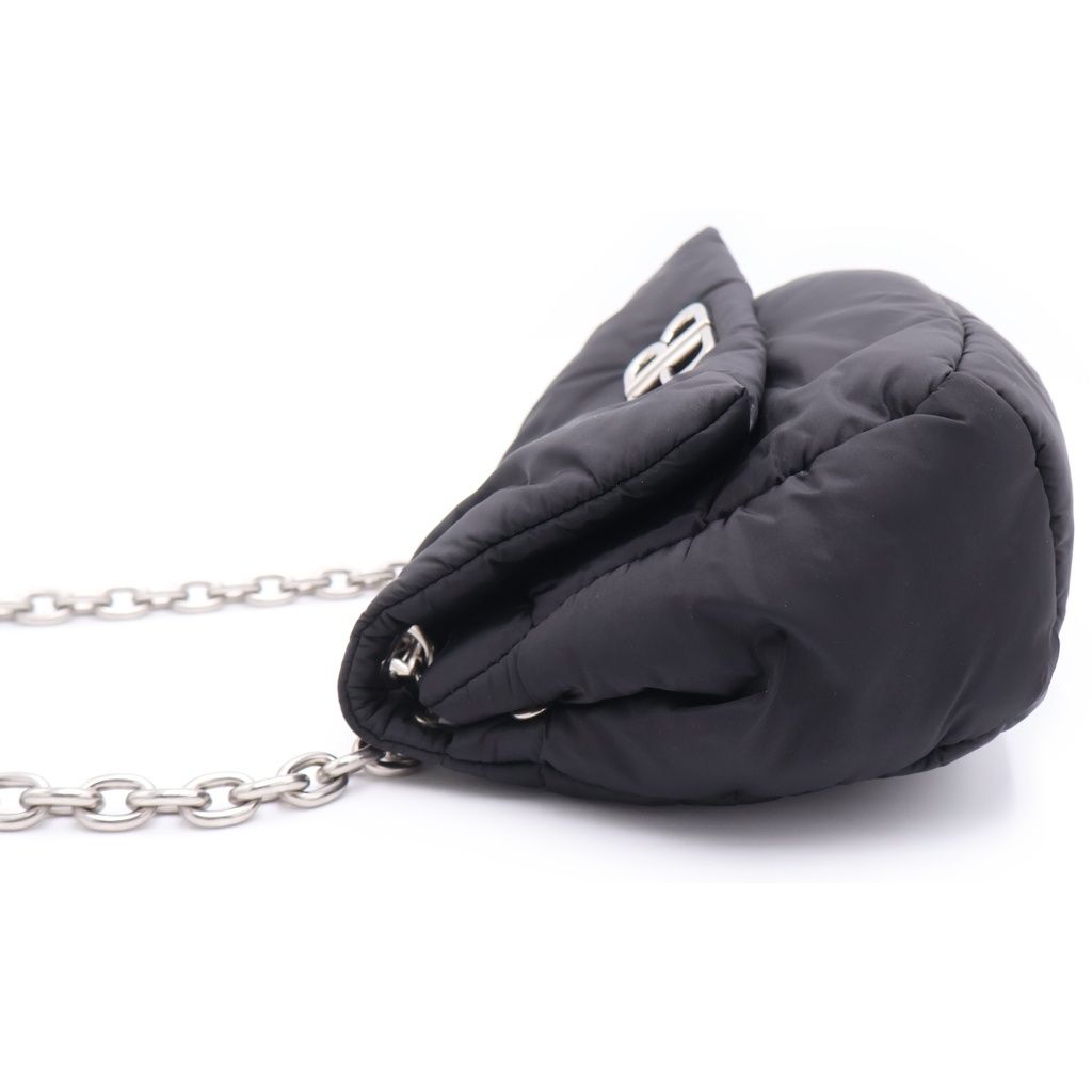 Balenciaga Monaco Mini Chain Shoulder Bag Black Nylon Silver — view 3