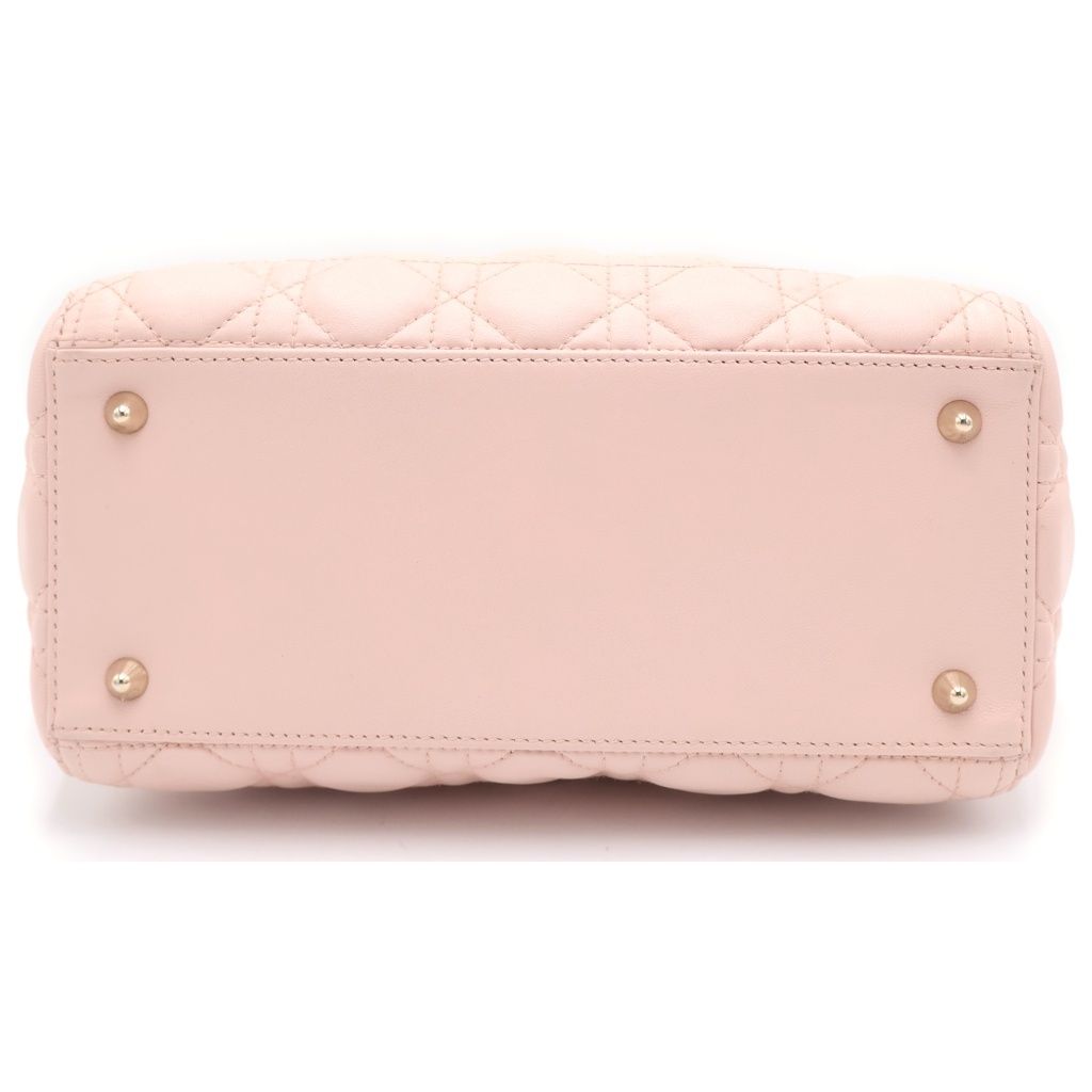 Dior Lady Cannage 2-Way Shoulder Bag Light Pink Lambskin Gold — view 4