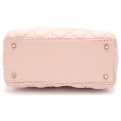 Dior Lady Cannage 2-Way Shoulder Bag Light Pink Lambskin Gold — view 4
