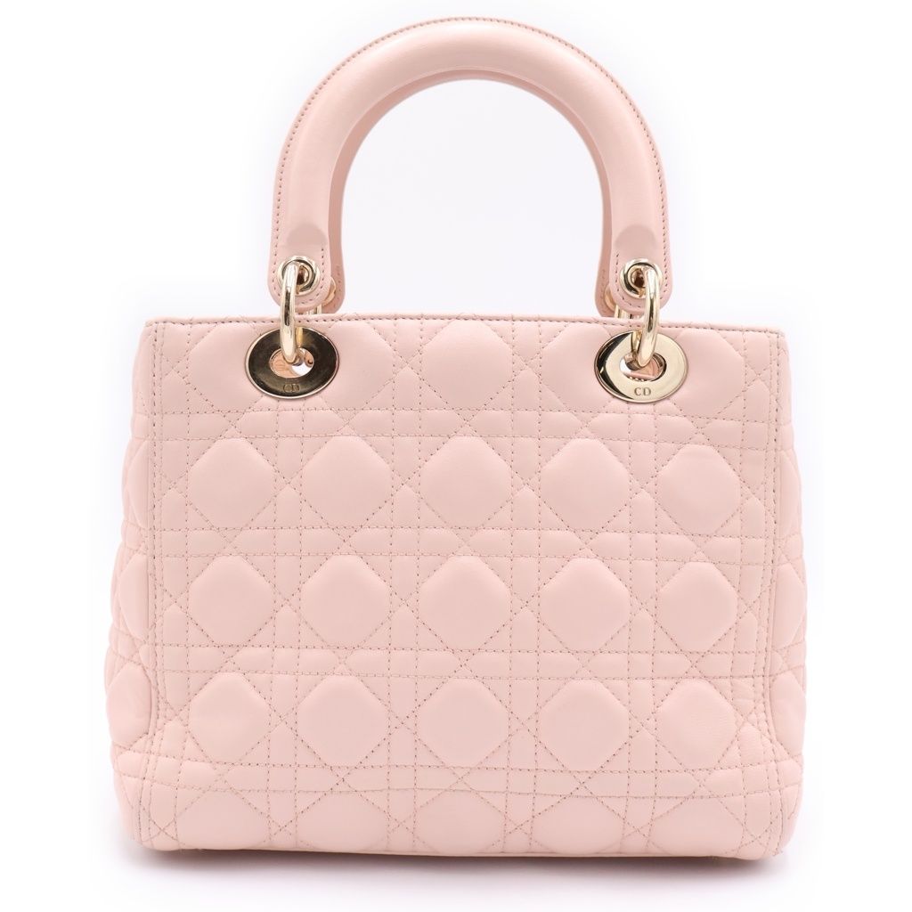 Dior Lady Cannage 2-Way Shoulder Bag Light Pink Lambskin Gold — view 2