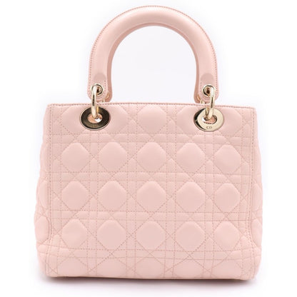 Dior Lady Cannage 2-Way Shoulder Bag Light Pink Lambskin Gold — view 2