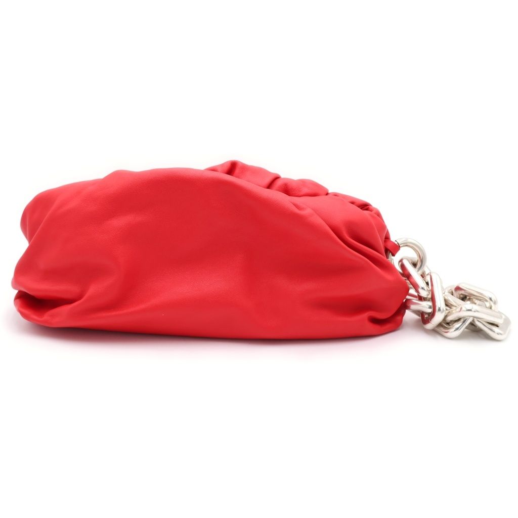 Bottega Veneta the Chain Pouch Shoulder Bag Red Leather Silver
