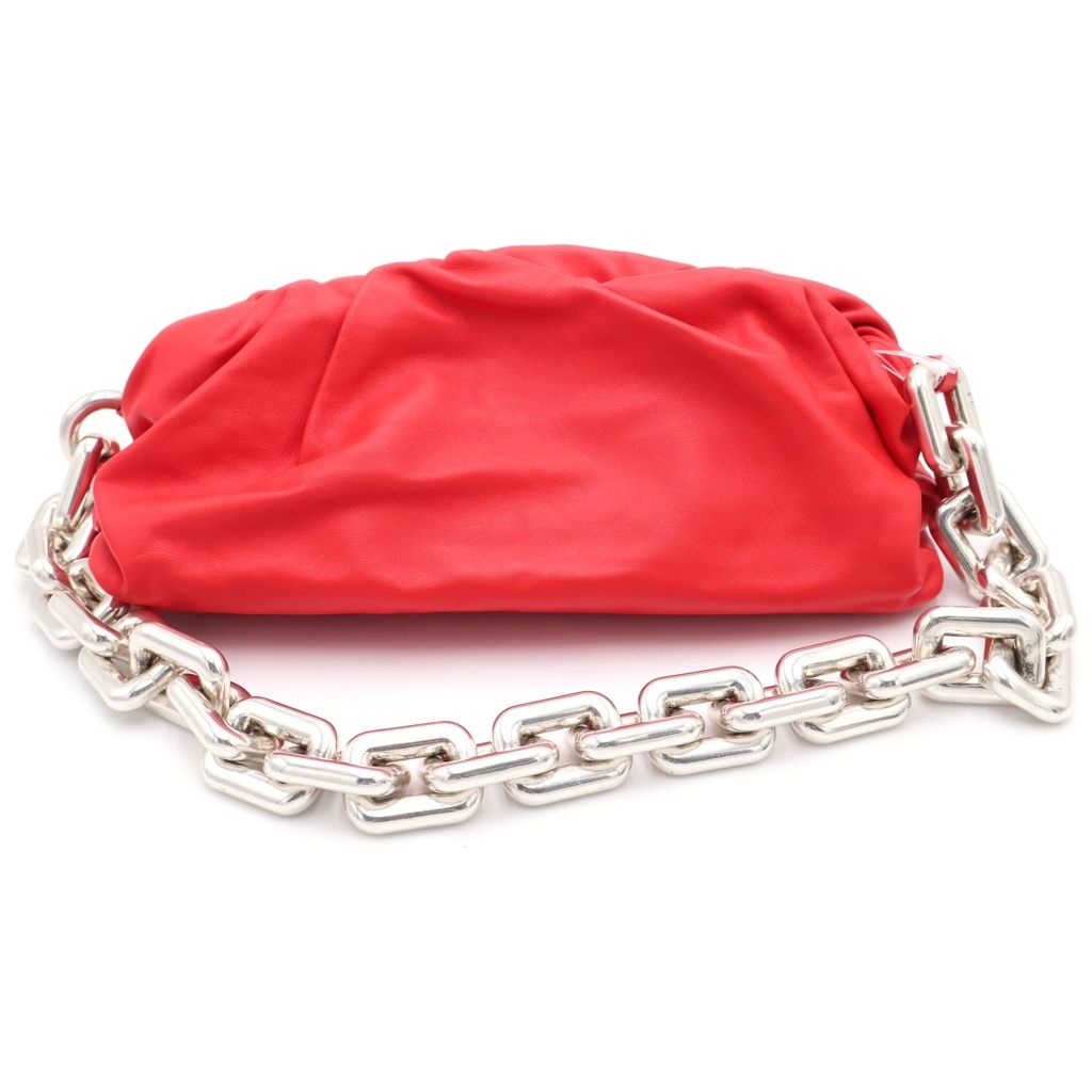 Bottega Veneta the Chain Pouch Shoulder Bag Red Leather Silver — view 2
