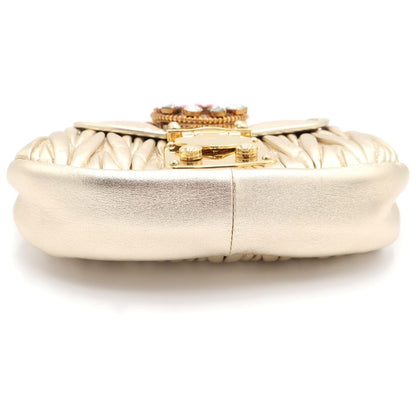 Miu Miu Matelasse Crystal 2-Way Mini Shoulder Bag Gold Leather — view 4